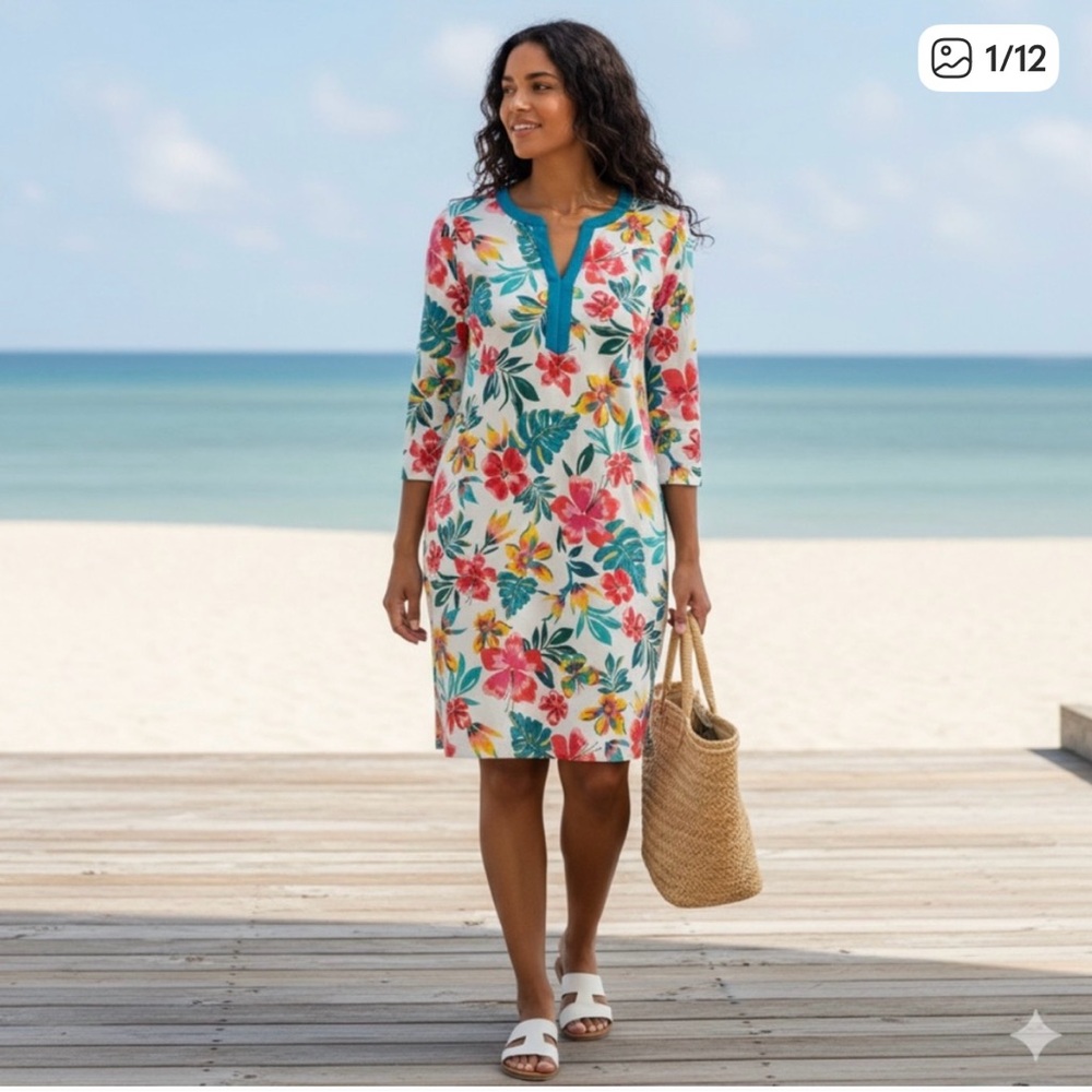 Lands' End Floral V-neck Dress